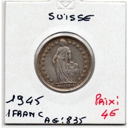 Suisse 1 franc 1945 TTB, KM 24 pièce de monnaie