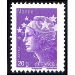 Timbre FranceYvert No 4568 Marianne de Beaujard monde 20g violet rouge