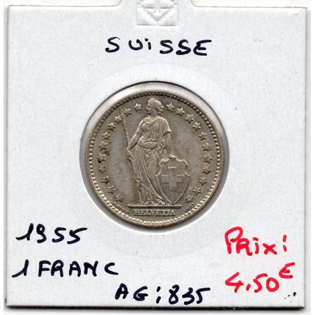 Suisse 1 franc 1955 Sup, KM 24 pièce de monnaie