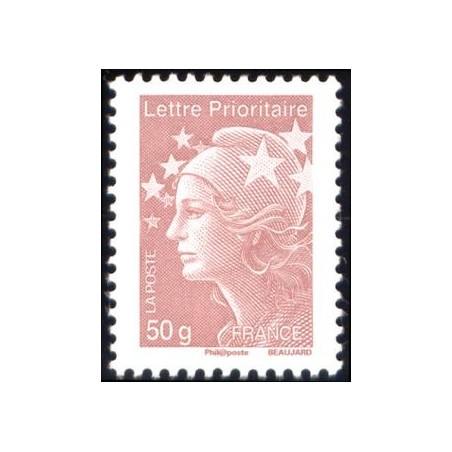 Timbre France Yvert No 4569 Marianne de Beaujard lettre prioritaire 50g lilas brun