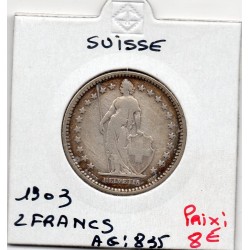 Suisse 2 francs 1903 TTB-, KM 21 pièce de monnaie