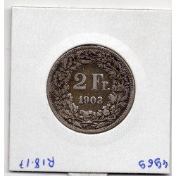 Suisse 2 francs 1903 TTB-, KM 21 pièce de monnaie
