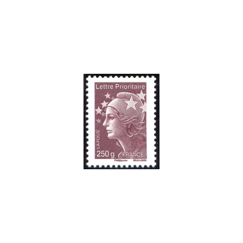 Timbre France Yvert No 4571 Marianne de Beaujard lettre prioritaire 250g brun prune