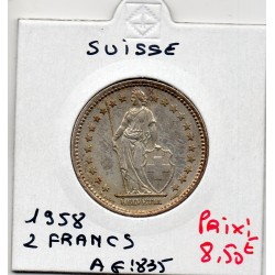 Suisse 2 francs 1958 Sup, KM 21 pièce de monnaie