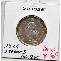 Suisse 2 francs 1964 Spl, KM 21 pièce de monnaie