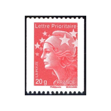 Timbre France Yvert No 4572 Marianne de Beaujard tvp rouge 20g issue de roulette