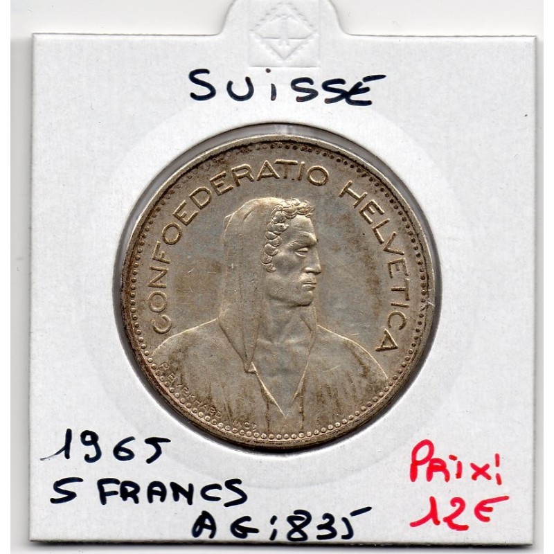 Suisse 5 francs 1965 Sup, KM 40 pièce de monnaie