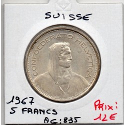 Suisse 5 francs 1967 Sup, KM 40 pièce de monnaie
