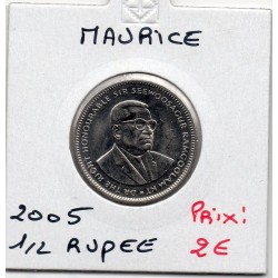 Ile Maurice 1/2 rupee 2005 FDC, KM 54 pièce de monnaie