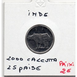 Inde 25 Paise 2000 Calcutta FDC, KM 54 pièce de monnaie
