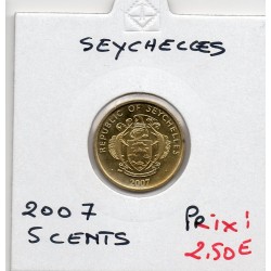 Seychelles 5 cents 2007 Sup, KM 47a pièce de monnaie