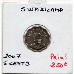 Swaziland 5 cents 2007 FDC, KM 48 pièce de monnaie