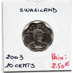 Swaziland 10 cents 2003 FDC, KM 49 pièce de monnaie