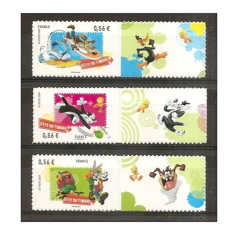 Autoadhésifs Yvert No 271-273 Timbres Looney Toons avec vignettes