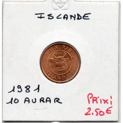 Islande 10 aurar 1981 FDC, KM 25 pièce de monnaie