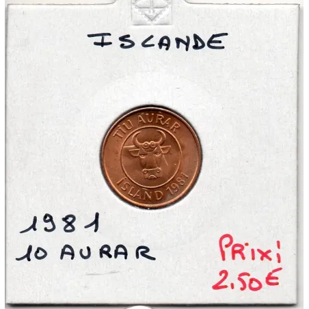 Islande 10 aurar 1981 FDC, KM 25 pièce de monnaie