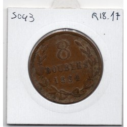 Guernesey 8 Doubles 1864 TTB, KM 7 pièce de monnaie