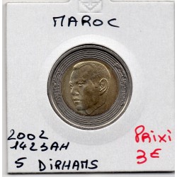 Maroc 5 Dirhams 1423 AH - 2002 Sup, KM Y109 pièce de monnaie