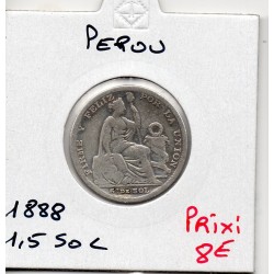 Pérou 1/5 sol 1888 TB, KM 205 pièce de monnaie
