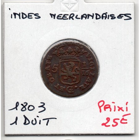 Indes Néerlandaises 1 duit 1803 TB+, KM 100 pièce de monnaie