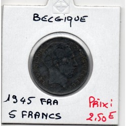 Belgique 5 Francs 1945 en Français TTB, KM 129 pièce de monnaie