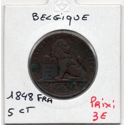Belgique 5 centimes 1848 TB, KM 5 pièce de monnaie