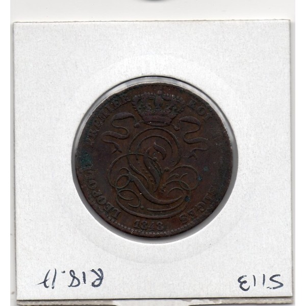 Belgique 5 centimes 1848 TB, KM 5 pièce de monnaie