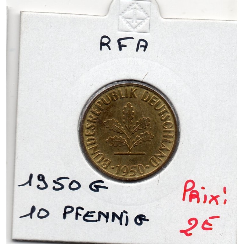 Allemagne RFA 10 pfennig 1950 G, SPL KM 108 pièce de monnaie