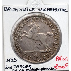 Brunswick-Wolfenbuttel 2/3 thaler 24 mariengroschen 1699 TTB KM 615 pièce de monnaie