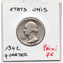 Etats Unis Quarter ou 1/4 Dollar 1942 TB+, KM 164 pièce de monnaie