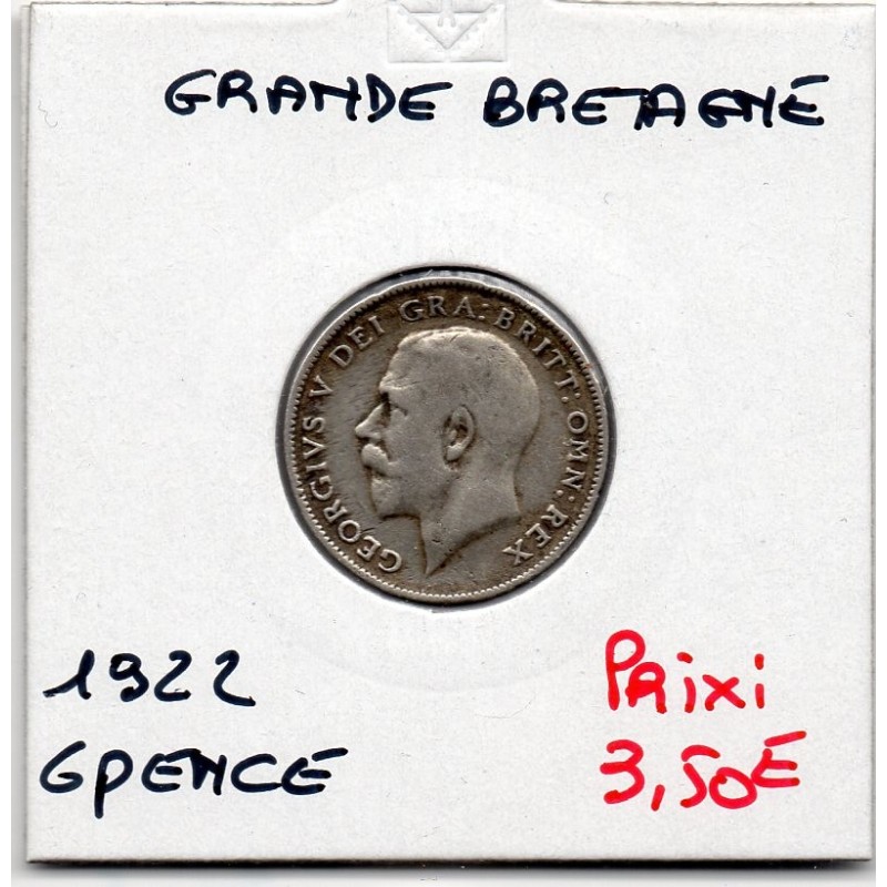 Grande Bretagne 6 pence 1922 TB, KM 815a  pièce de monnaie