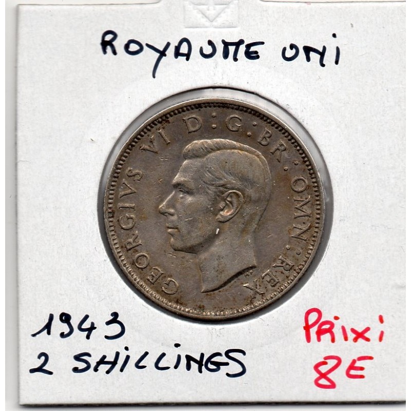 Grande Bretagne 2 Shillings 1943 TTB+, KM 855 pièce de monnaie