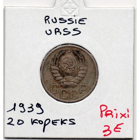 Russie 20 Kopecks 1939 TTB, KM Y104 pièce de monnaie