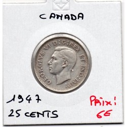 Canada 25 cents 1947 TTB, KM 35 pièce de monnaie