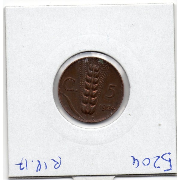 Italie 5 centesimi 1924 R Rome Sup-,  KM 59 pièce de monnaie