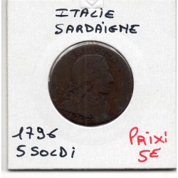 Italie Sardaigne 5 Soldi 1796 B, KM 91 pièce de monnaie