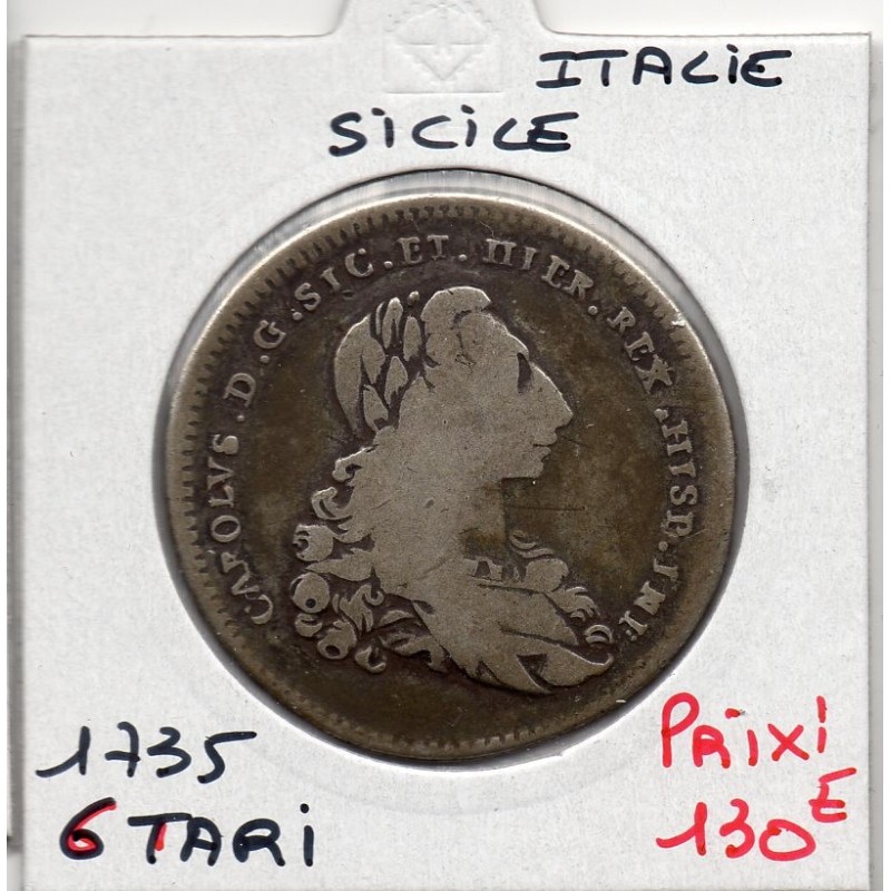 Italie Sicile 6 tari 1735 FN TB pièce de monnaie