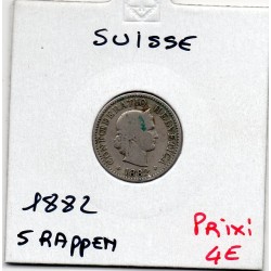 Suisse 5 rappen 1882 TB, KM 26 pièce de monnaie