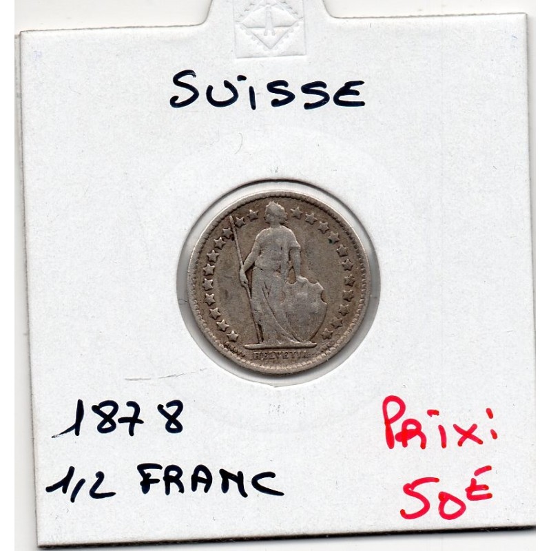 Suisse 1/2 franc 1877 TB+, KM 23 pièce de monnaie