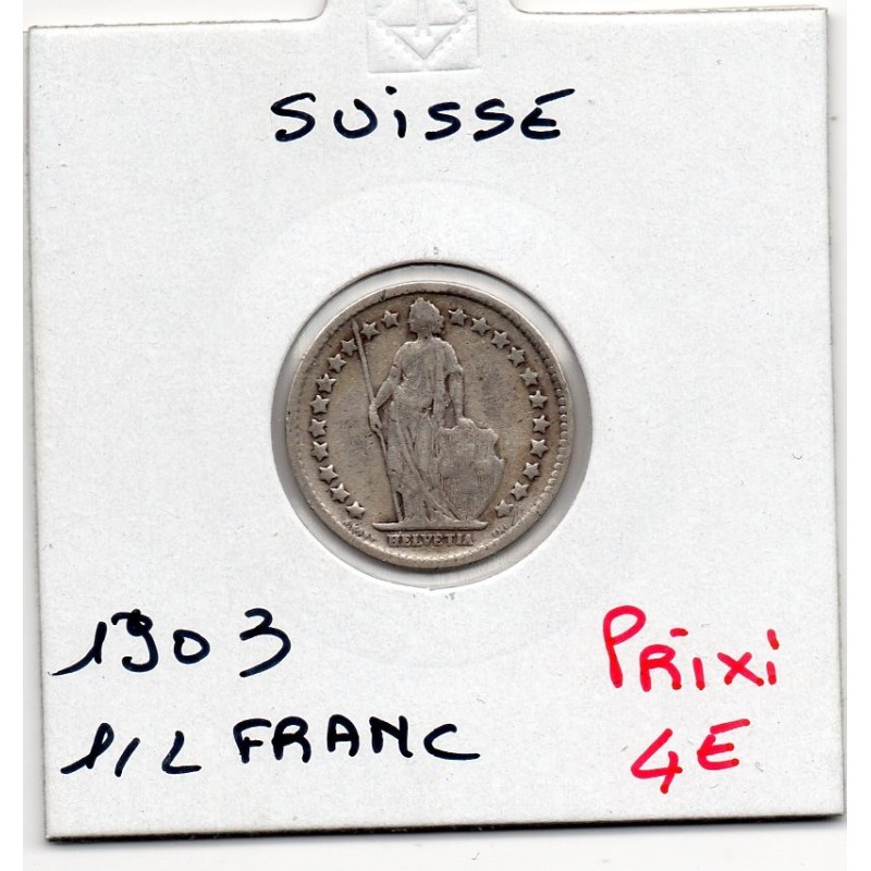 Suisse 1/2 franc 1903 TB, KM 23 pièce de monnaie