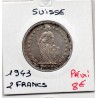 Suisse 2 francs 1943 TTB, KM 21 pièce de monnaie