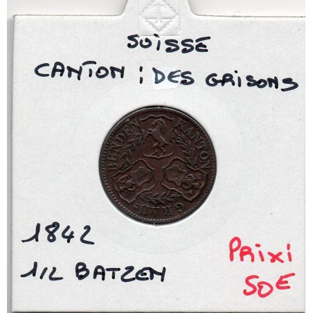 Suisse Canton Graubunden les Grisons 1/2 Batzen 1842 TTB, KM 13 pièce de monnaie