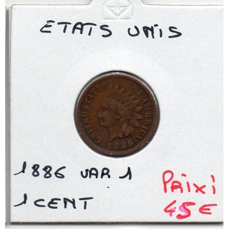 Etats Unis 1 cent 1886 variété 1 TB+, KM 87 pièce de monnaie