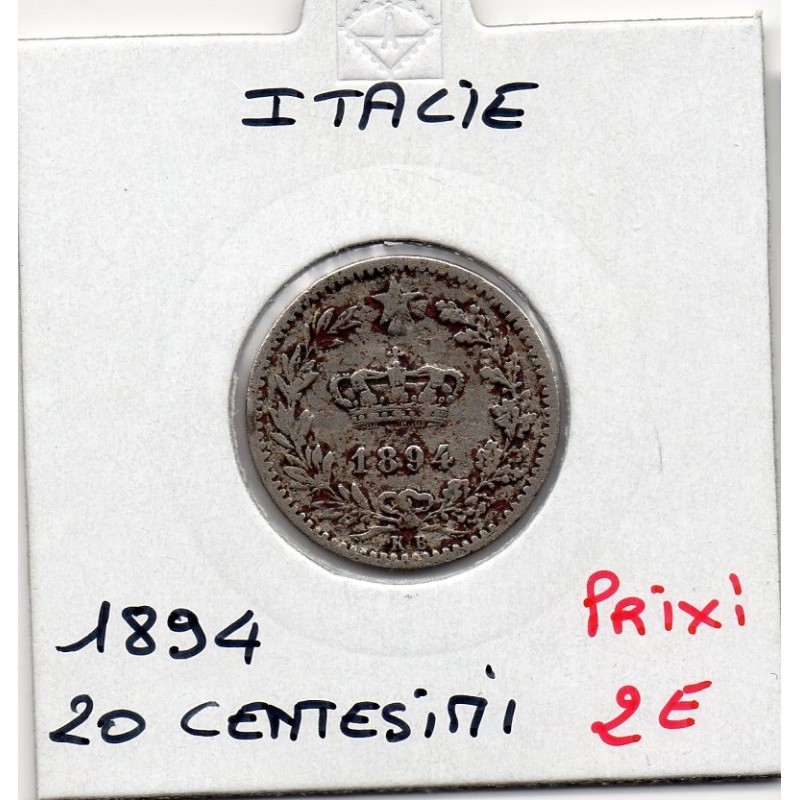 Italie 20 centesimi 1894 KB TB,  KM 28.1 pièce de monnaie