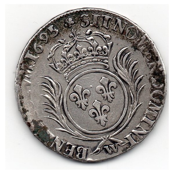 1/2 Ecu Aux Palmes 1695 W Lille Flan Neuf Louis XIV pièce de monnaie royale
