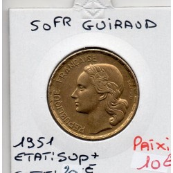 50 francs Coq Guiraud 1951 Sup+, France pièce de monnaie