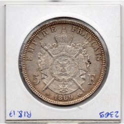 5 francs Napoléon III tête laurée 1869 BB Strasbourg Sup-, France pièce de monnaie