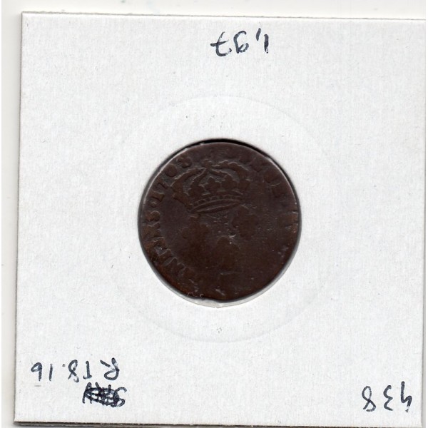 2 deniers de Strasbourg 1708 BB Louis XIV pièce de monnaie royale