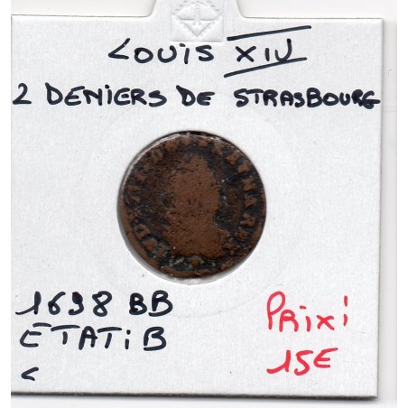 2 deniers de Strasbourg 1698 BB Louis XIV pièce de monnaie royale