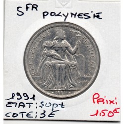 Polynésie Française 5 Francs 1991 Sup+, Lec 60 pièce de monnaie